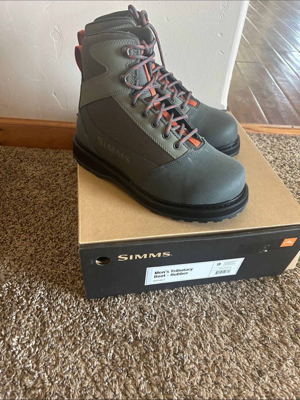 Simms Olive and Orange Men's Wading Boots